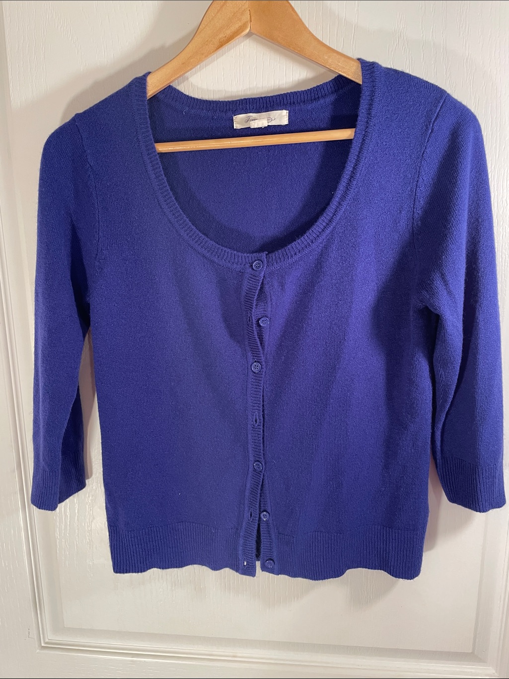 Forever 21 Royal Blue Scoop Neck Button-Front Cardigan